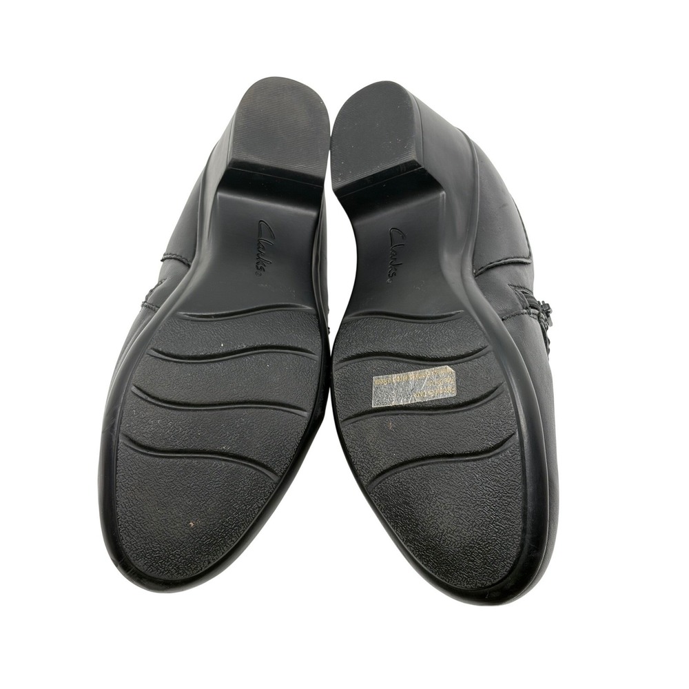 Clarks Collection Womens‎ Black Leather Side Zip Heeled Loafers Shoes Size 7M - Picture 10 of 11